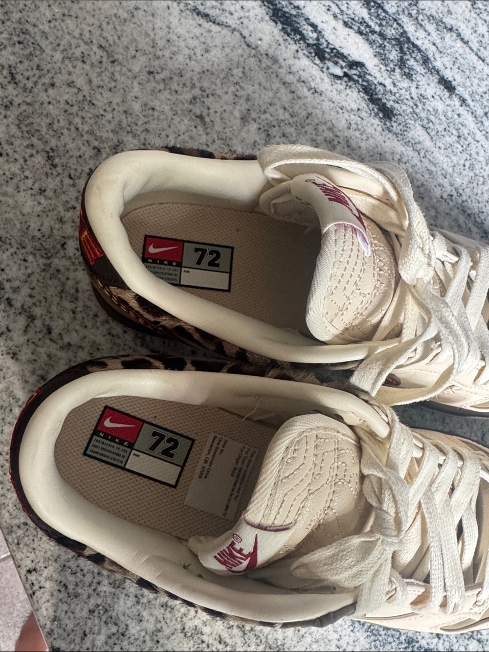 Nike Beige and Burgundy Low-Top Sneakers with Leopard Accent - Picture 6 of 6